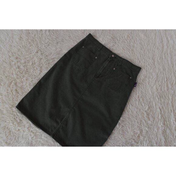 Vintage 80s Green All Cotton high waisted skirt size 10P |‎ 33 waist - Picture 9 of 10